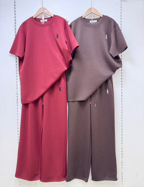 Round Neck Short Sleeves Pullover With Pant Sets